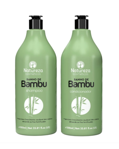 Banho de Bambu Kit, szampon i odżywka wzmacniająca z ekstraktem z bambusa, Natureza, 2 x 1000 ml