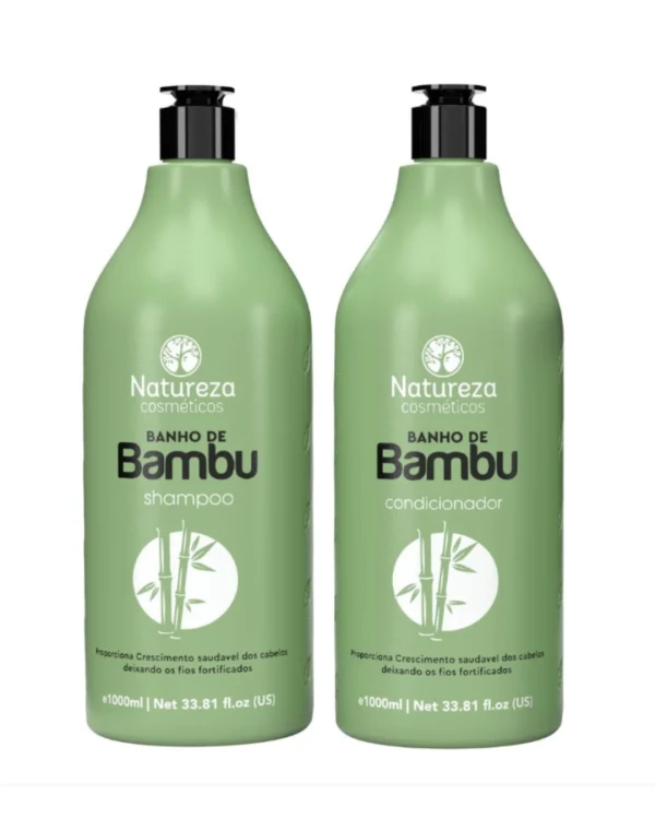 Banho de Bambu Kit, szampon i odżywka wzmacniająca z ekstraktem z bambusa, Natureza, 2 x 1000 ml