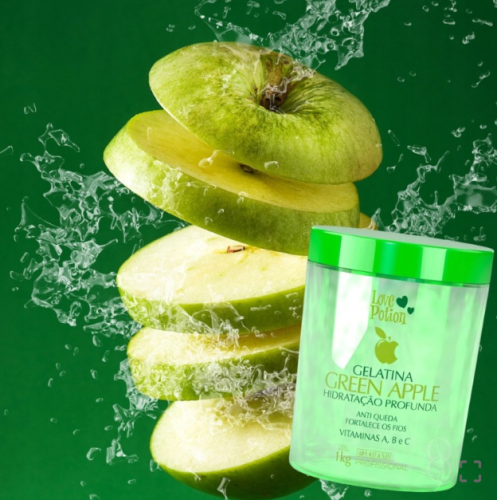 Gelatina Green Apple, nawilżająca galaretka do włosów, Love Potion, 300 ml