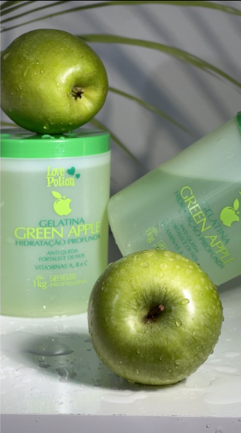 Gelatina Green Apple, nawilżająca galaretka do włosów, Love Potion, 300 ml