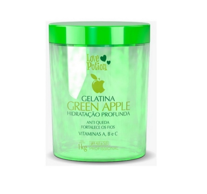 Gelatina Green Apple, nawilżająca galaretka do włosów, Love Potion, 1000ml